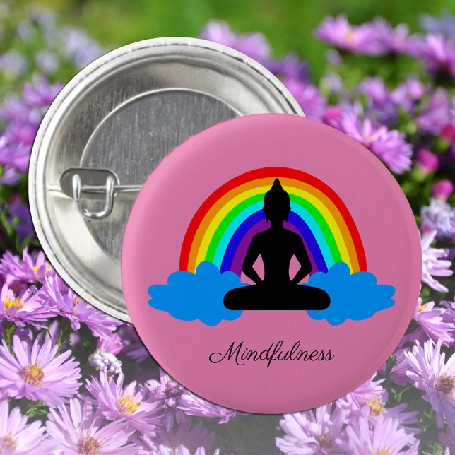 Rainbow Buddha & Mindfulness Yoga /meditation 3 Cm Round Badge (Creator Uploaded)