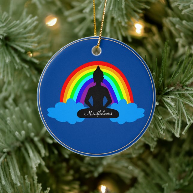 Rainbow Buddha & Mindfulness Yoga /meditation Ceramic Tree Decoration (Tree)