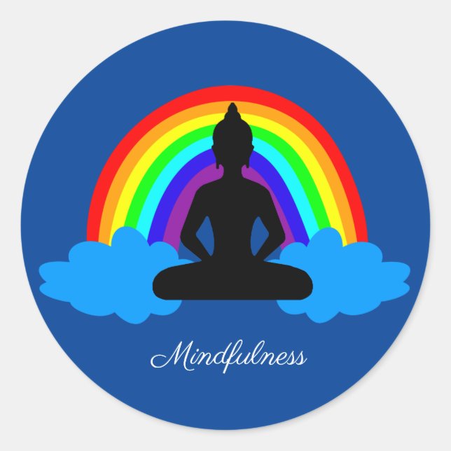 Rainbow Buddha & Mindfulness Yoga /meditation Classic Round Sticker (Front)