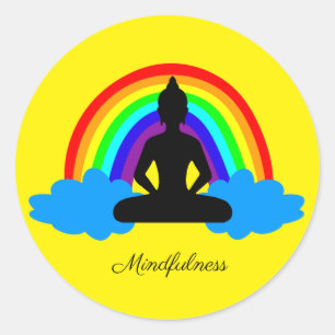 Rainbow Buddha & Mindfulness Yoga /meditation Classic Round Sticker