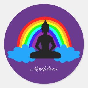 Rainbow Buddha & Mindfulness Yoga /meditation Classic Round Sticker