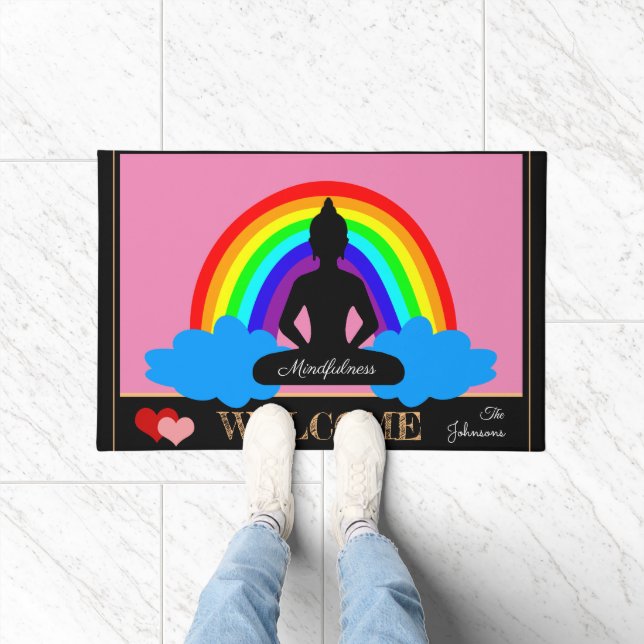 Rainbow Buddha & Mindfulness Yoga /meditation Doormat (Indoor)