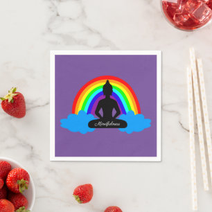 Rainbow Buddha & Mindfulness Yoga /meditation Napkin
