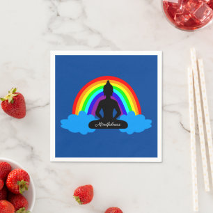 Rainbow Buddha & Mindfulness Yoga /meditation Napkin