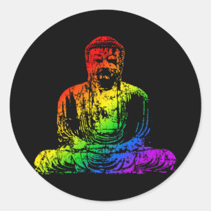 Rainbow Buddha Statue Classic Round Sticker