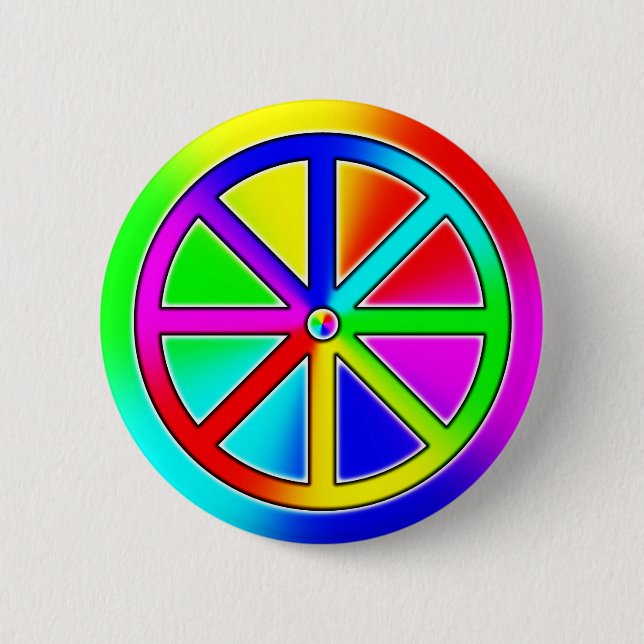 Rainbow Buddhist Wheel 6 Cm Round Badge (Front)