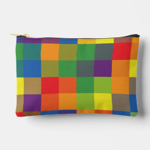 Rainbow Buffalo Check Pride Plaid Colourful Small Accessory Pouch