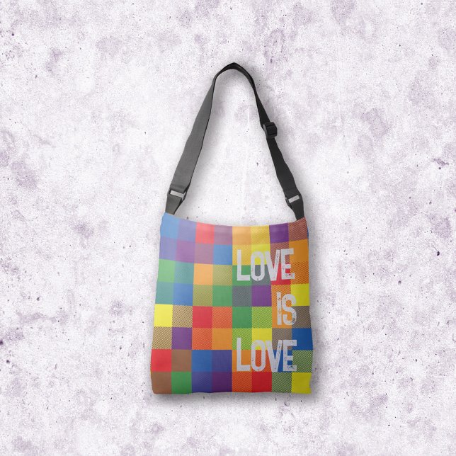 Rainbow Buffalo Check Pride Plaid Personalise Crossbody Bag (Rainbow Checkerboard Pride Flag Colors Buffalo Check Plaid Tote Bag)