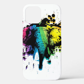 Rainbow Bull Elephant Abstract iPhone 12 Case