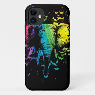 Rainbow Bull Elephant on Black Case-Mate iPhone Ca 11 Case