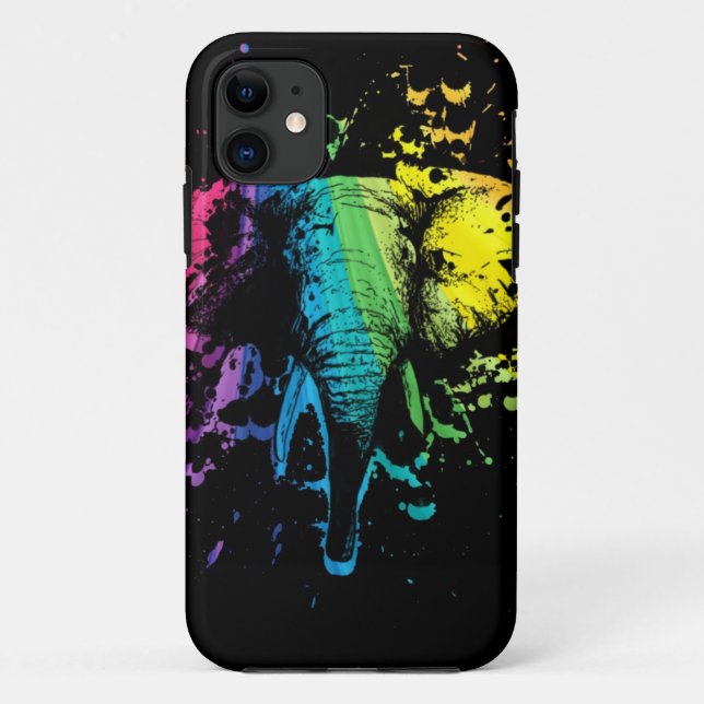 Rainbow Bull Elephant on Black Case-Mate iPhone Ca Case-Mate iPhone Case (Back)