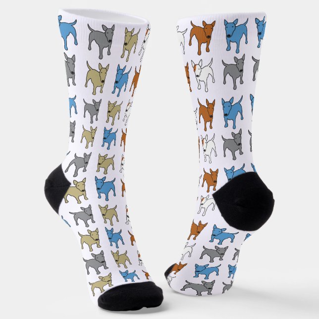 Rainbow Bull Terrier Doggy Dog Rainbow Mixed Breed Socks (Angled)