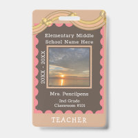 Rainbow Bulletin Board Custom Teacher Staff ID Ba