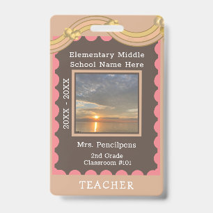  Rainbow Bulletin Board Custom Teacher Staff ID Ba Badge