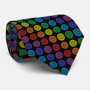 Rainbow Bullseye Black Tie
