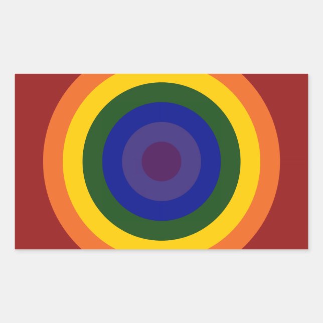 Rainbow Bullseye Rectangular Sticker (Front)