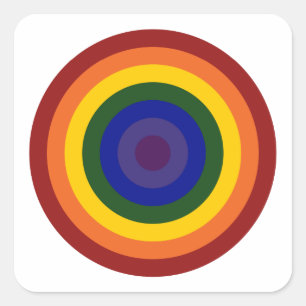 Rainbow Bullseye Square Sticker
