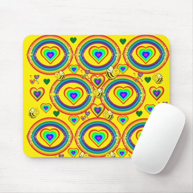 Rainbow Bumblebee Yellow Mouse Pad! Mouse Pad (With Mouse)