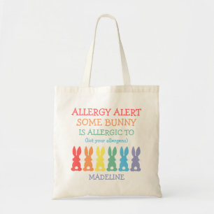 Rainbow Bunnies Food Allergy Alert Personalised Tote Bag