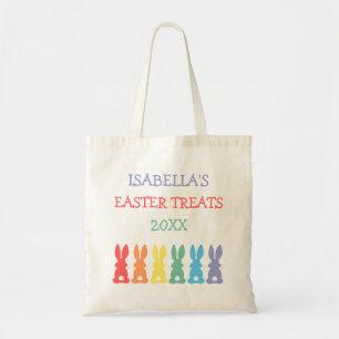 Rainbow Bunnies Personalised Easter Treats Year Tote Bag