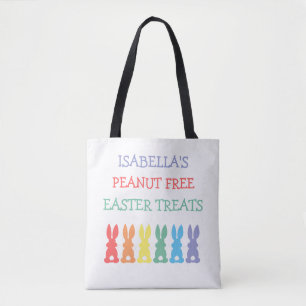Rainbow Bunny Food Allergy Alert Customised Tote Bag