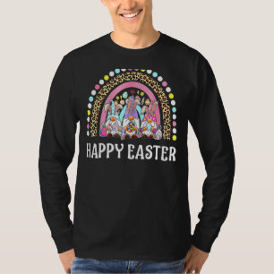 Rainbow Bunny Gnome Rabbit Eggs Hunting Happy East T-Shirt