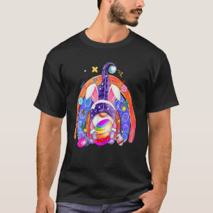 Rainbow Bunny Gnome Rabbit Eggs Hunting Happy East T-Shirt