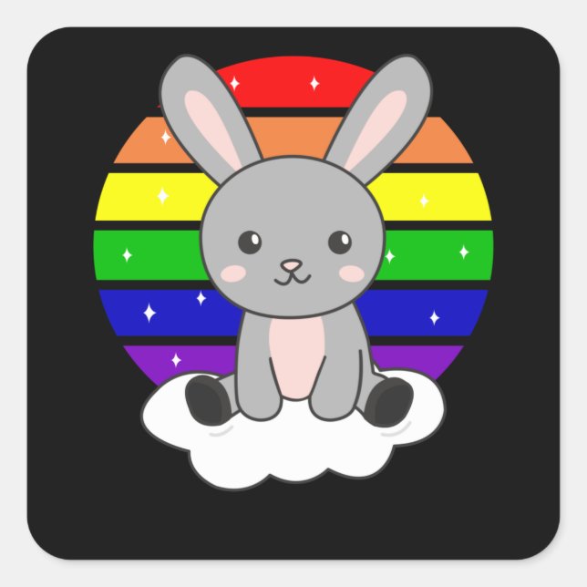 Rainbow Bunny Sweet Rabbits For Children Square Sticker (Front)