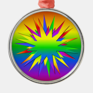 Rainbow Burst ornament, customise Metal Tree Decoration