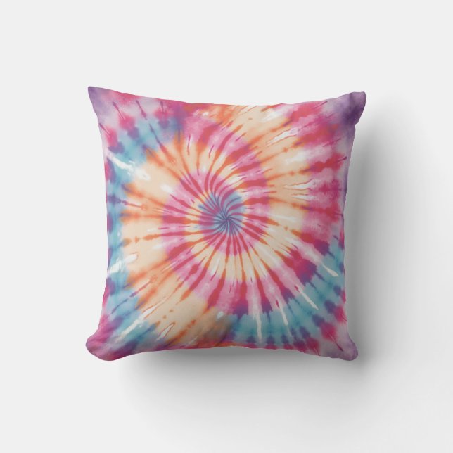 Rainbow Burst Tie-Dye Pillow (Front)
