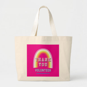 Rainbow Business Volunteer Thank You Hot Pink Large Tote Bag