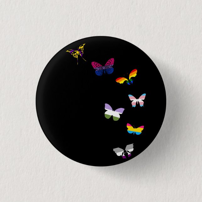 Rainbow Butterflies 3 Cm Round Badge (Front)