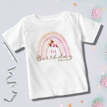 Rainbow Butterflies Birthday Party Pastel Pinks Baby T-Shirt<br><div class="desc">Elegant minimalist pastel rainbow and butterfly design perfect for a special birthday outfit. Easily personalise and be sure to check out my full collection for more products.</div>