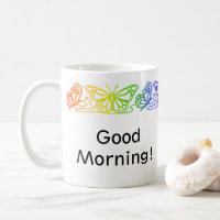 Rainbow Butterflies Border Personalised Mug