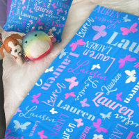 Rainbow butterflies custom name sky blue Lauren