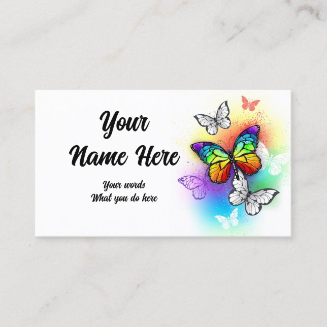 Rainbow Butterflies Morpho and Monarchs Business Card (Front)