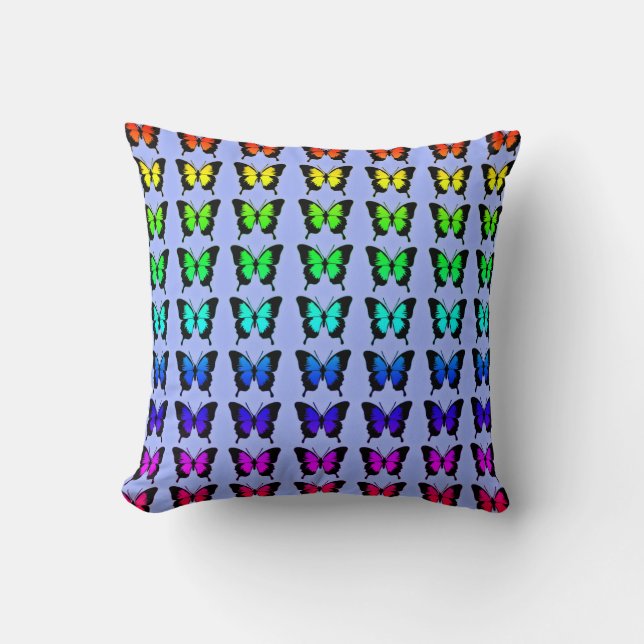 Rainbow Butterflies on Lilac Pillows (Front)