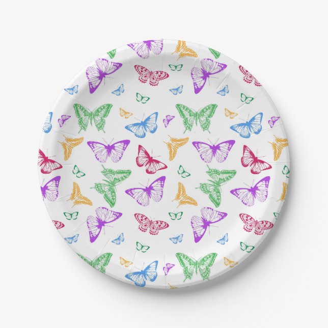 Rainbow Butterflies Paper Plate (Front)