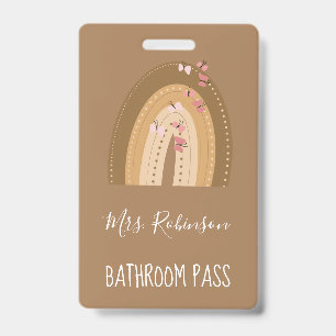 Rainbow Butterflies Script Teachers Bathroom Hall ID Badge