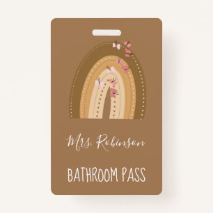 Rainbow Butterflies Script Teachers Bathroom Hall ID Badge