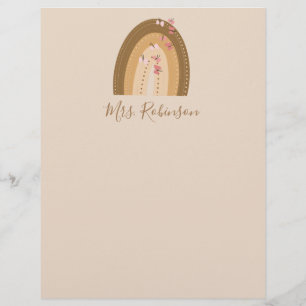 Rainbow Butterflies Script Teachers Name     Custom Letterhead