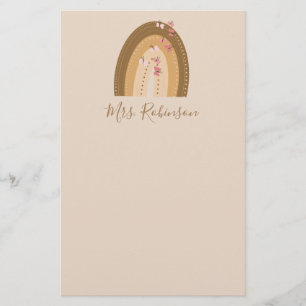 Rainbow Butterflies Script Teachers Name Stationery