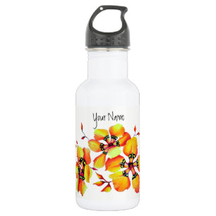 Rainbow Butterflies with Watercolor Stylish Flower 532 Ml Water Bottle