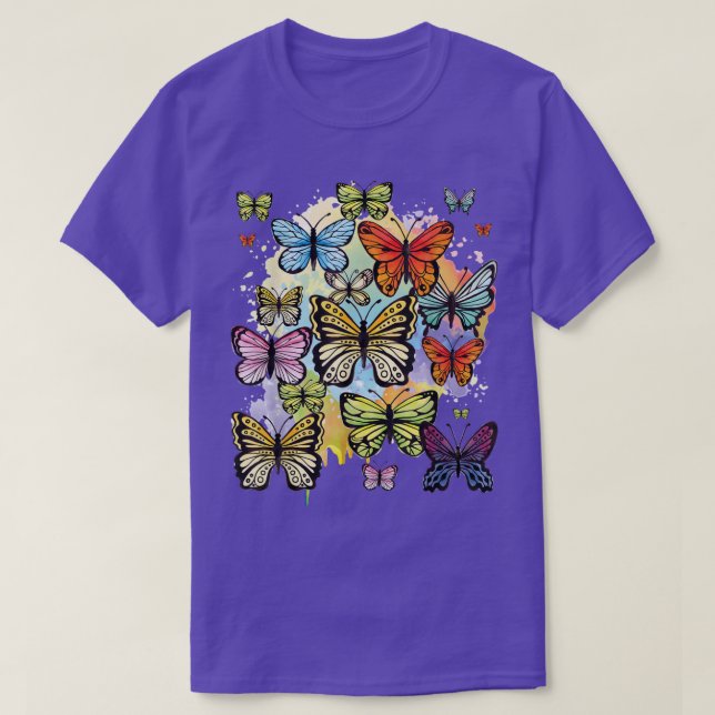 Rainbow ButterfliesButterfly Lover Entomologist Ga T-Shirt (Design Front)