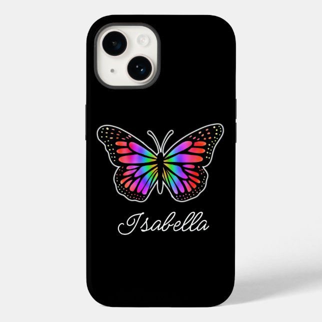Rainbow Butterfly and Your Name Personalised    Case-Mate iPhone Case (Back)