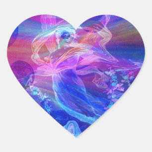 Rainbow, Butterfly, Angel Heart Sticker