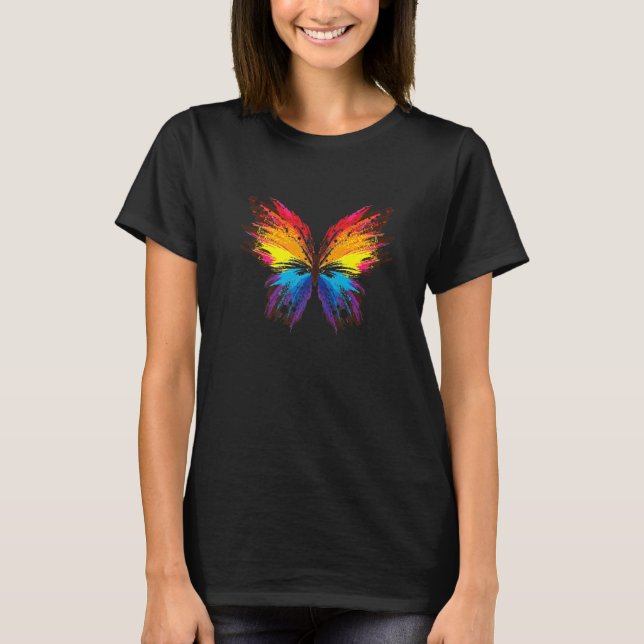 Rainbow Butterfly Apparel Insect T-Shirt (Front)