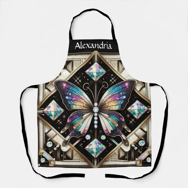 Rainbow Butterfly Art Deco Apron (Front)