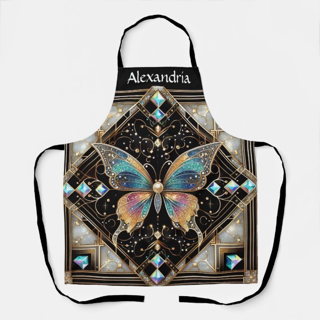 Rainbow Butterfly Art Deco Apron (Front)