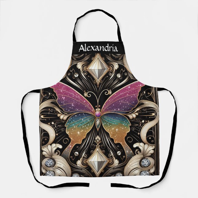 Rainbow Butterfly Art Deco Apron (Front)